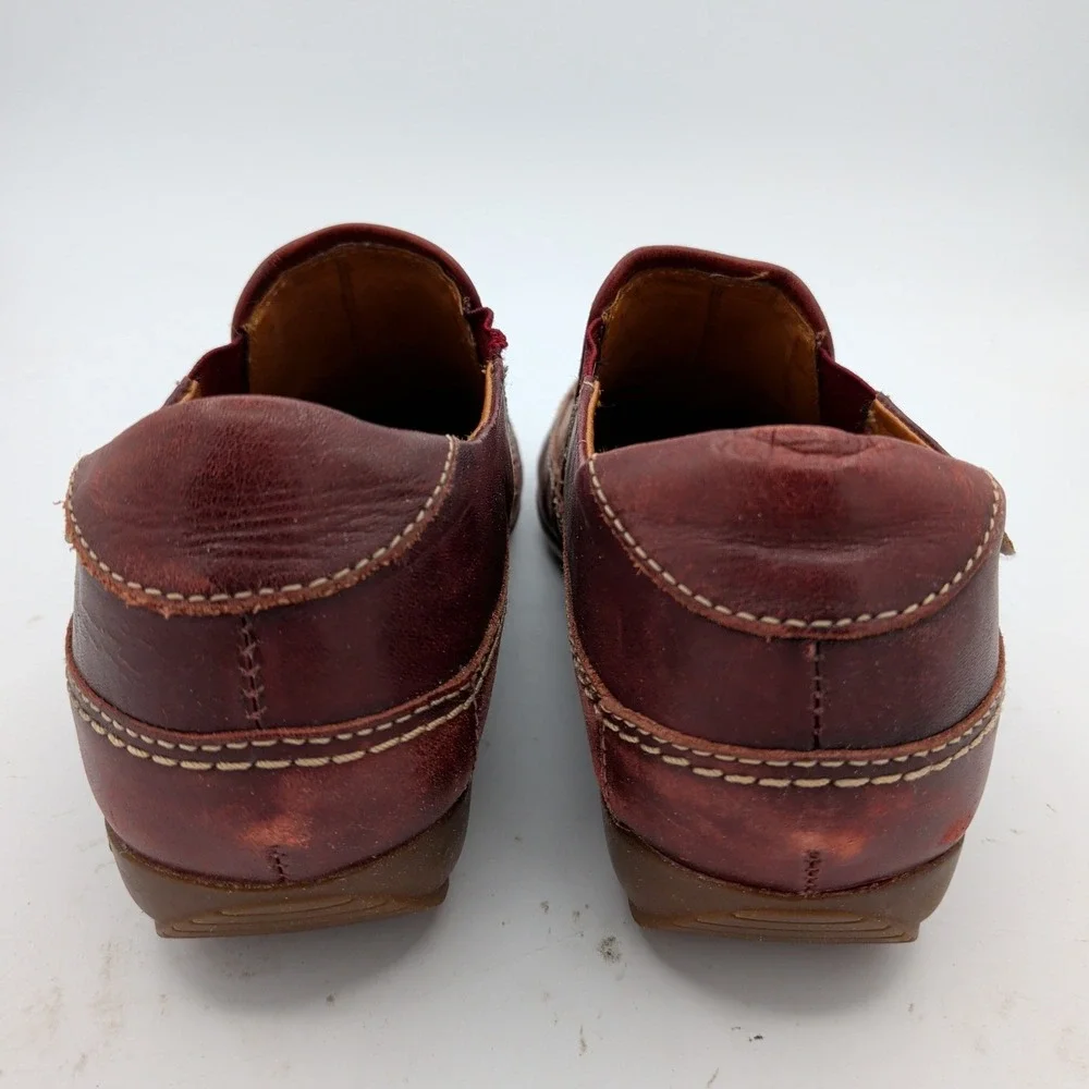 Pikolinos Lisboa Burgundy Tan Leather Colorblock Slip On Loafers 39 Womens 8.5-9